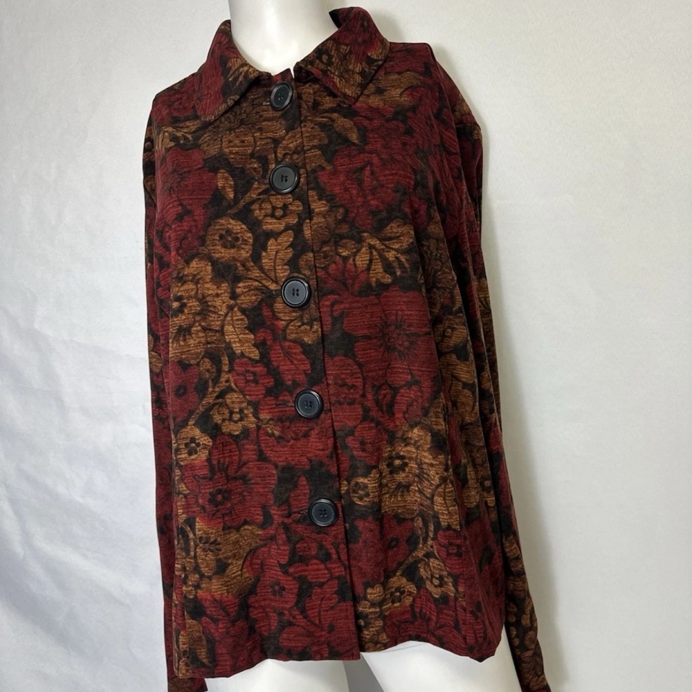 Briggs New York Petites Multi-Color Floral Blazer Jacket Size XL Button Down